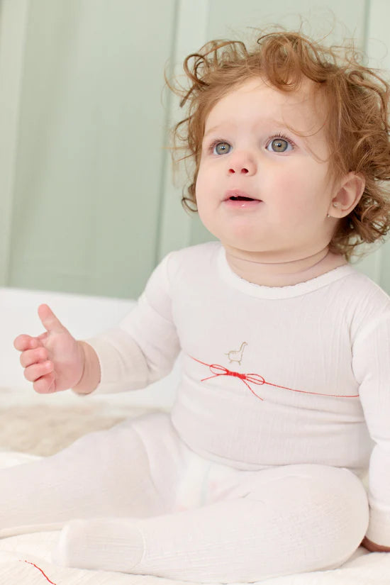 Red String Bow Romper