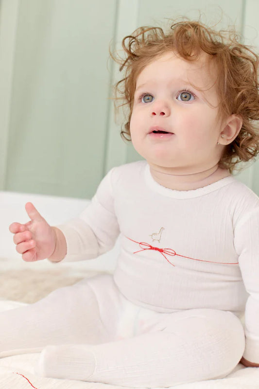 Red String Bow Romper