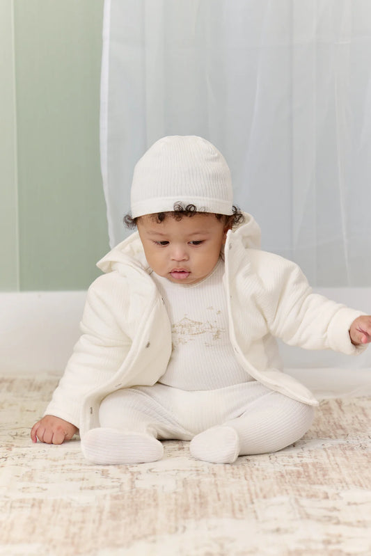 White Cotton Jacket + Hat Set