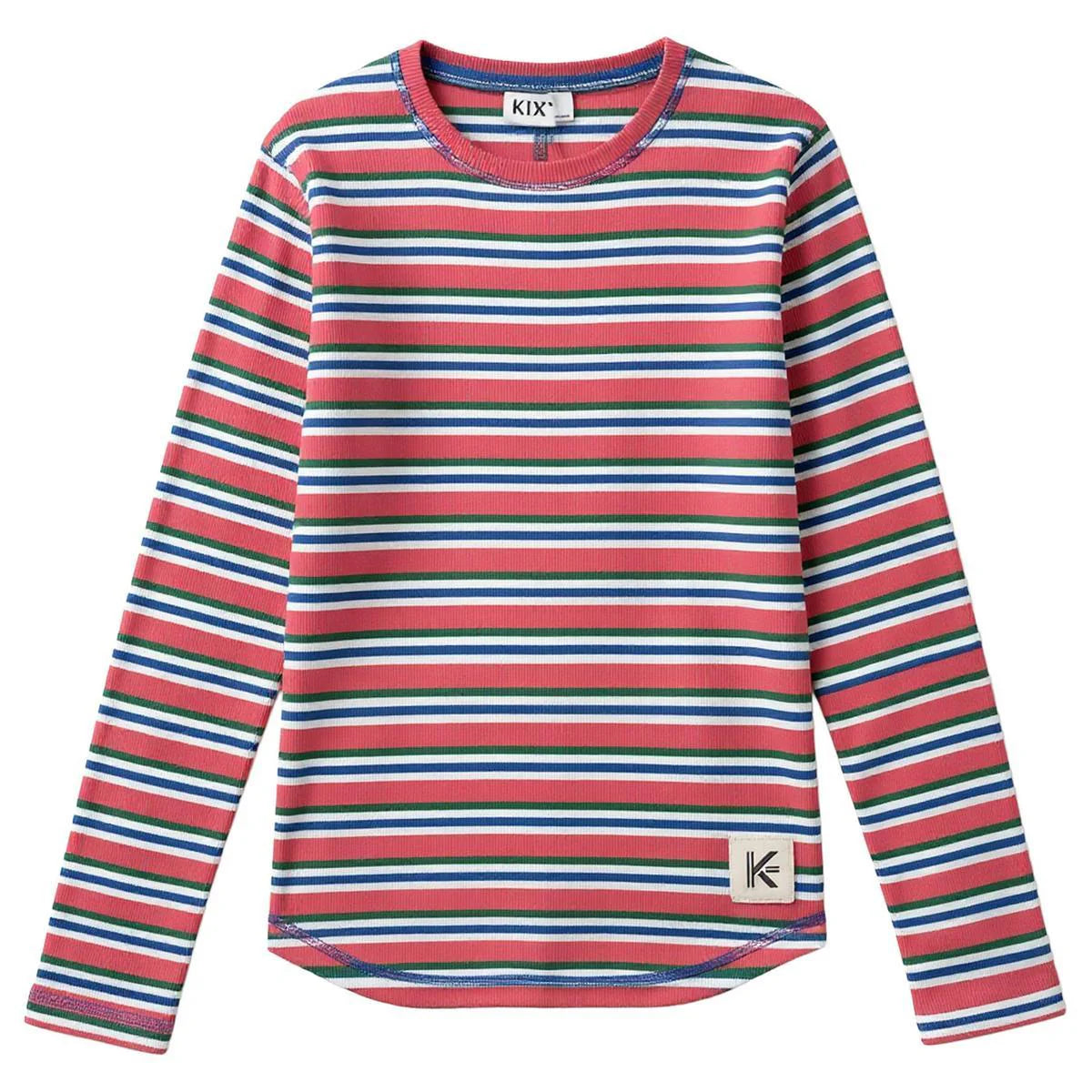 Coral Striped Rib Tee