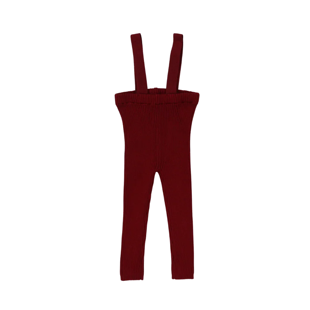 Knit Suspender Leggings- Deep Red