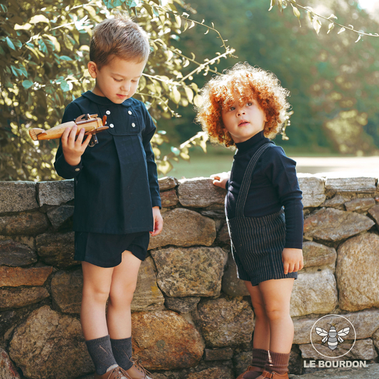 Wool Button Detail Set - Navy