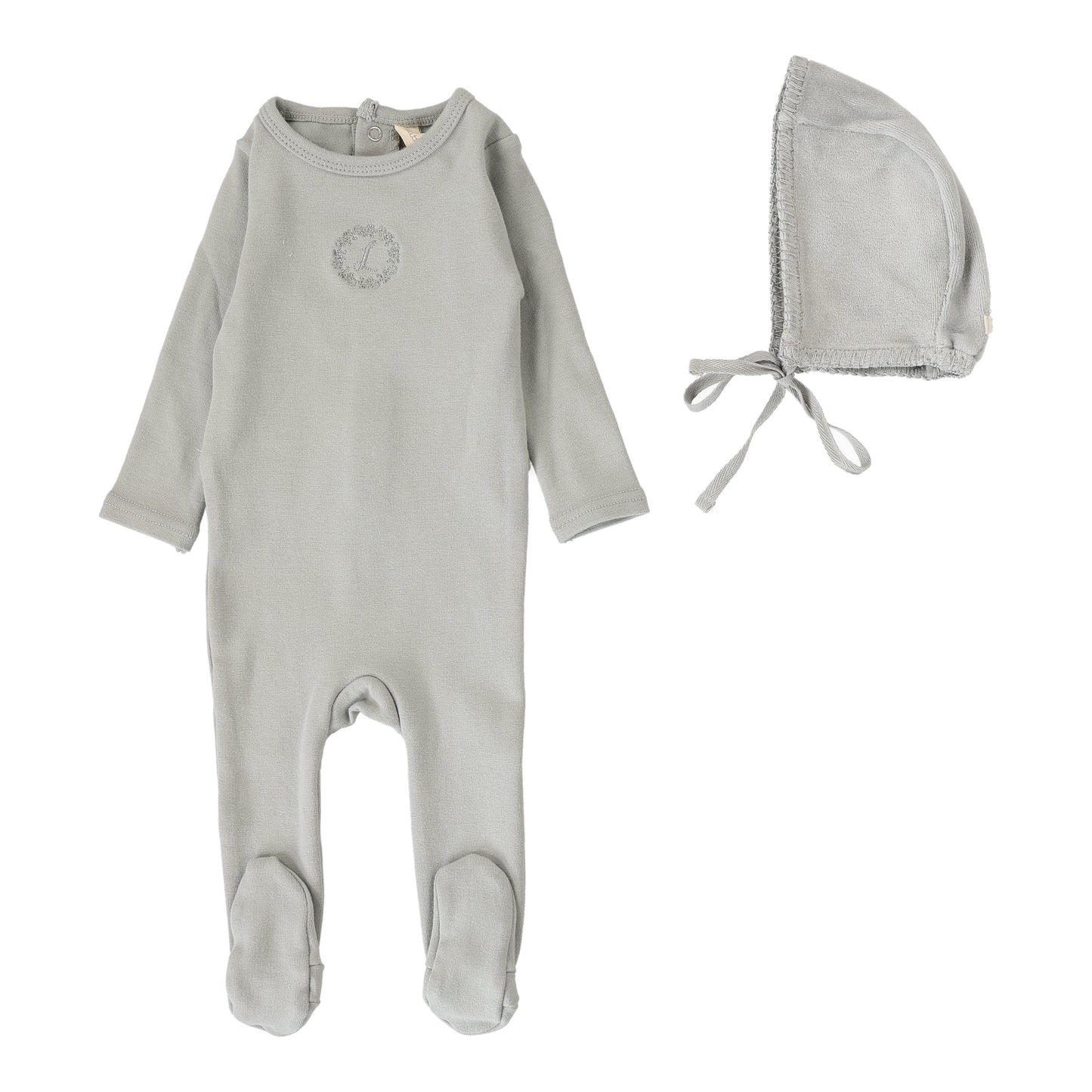 Velour Footie Set Dusty Blue