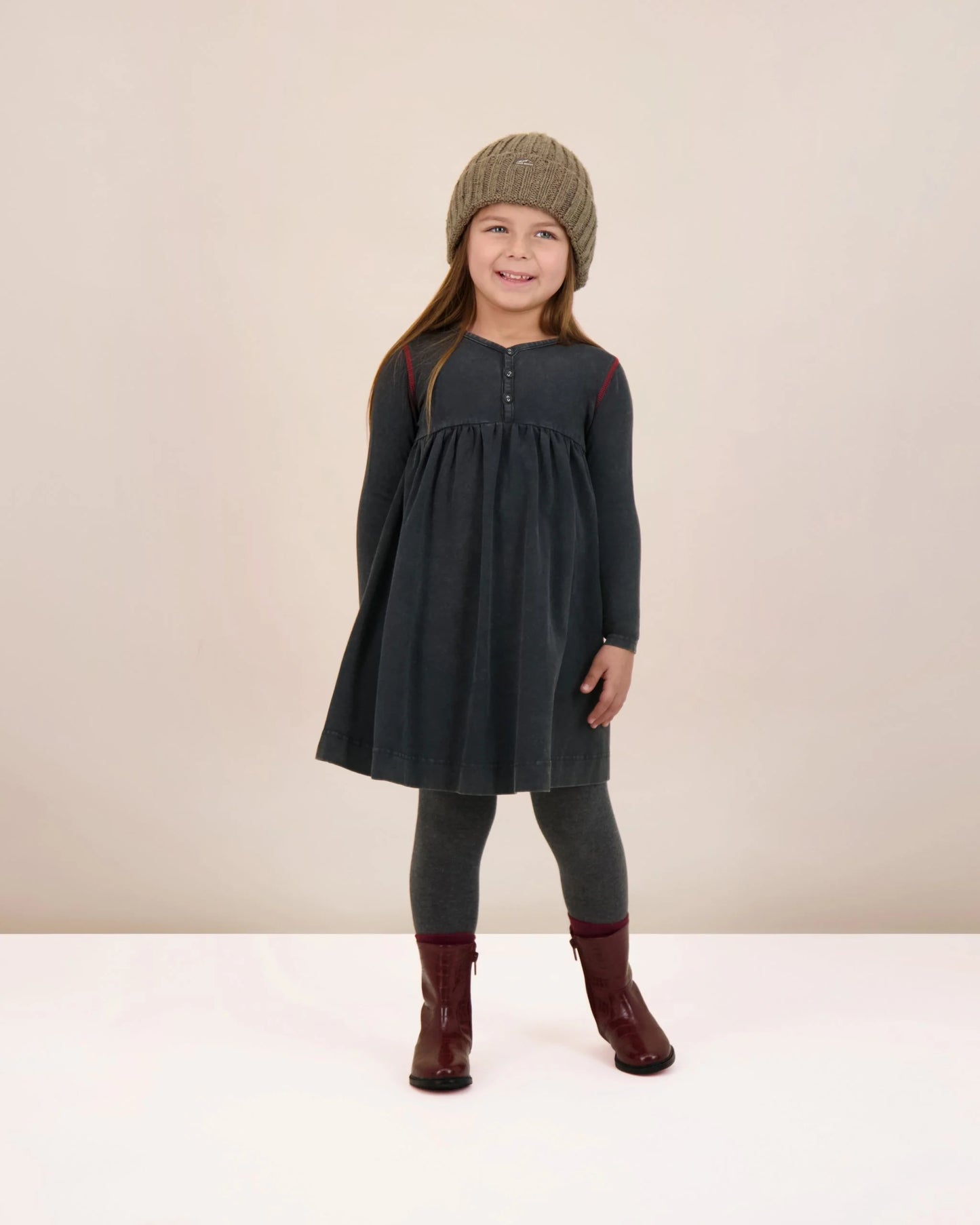 Contrast Stitch Dress Black Wash