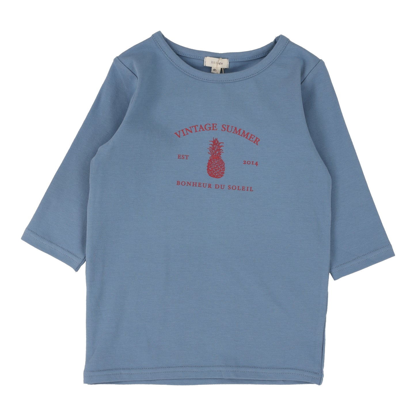 Girls Print Three Quarter Sleeve Tee- Blue