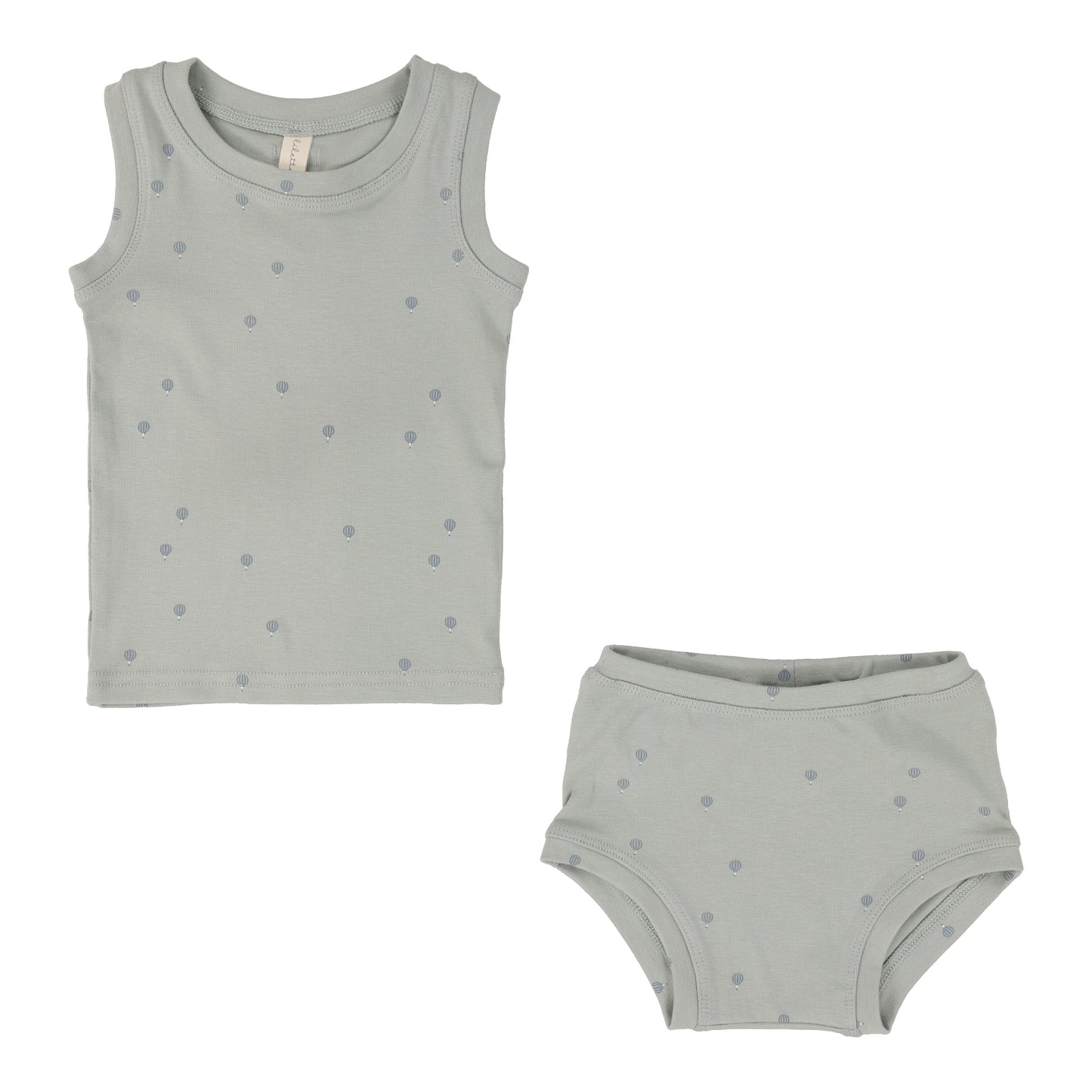 All Over Hot Air Balloon Sleeveless Set- Seafoam