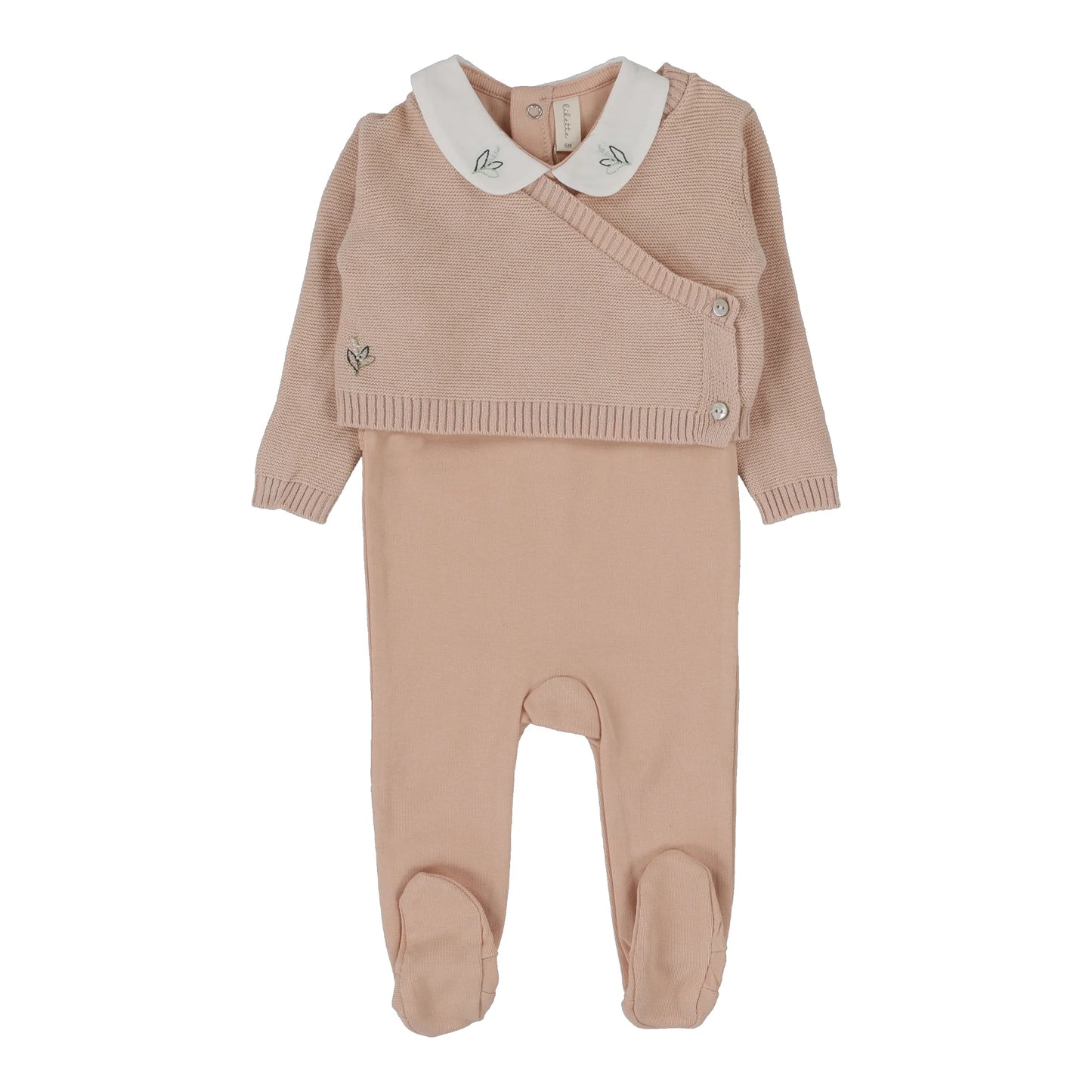 Knit Wrap Sleeveless Footie Set- Soft Pink