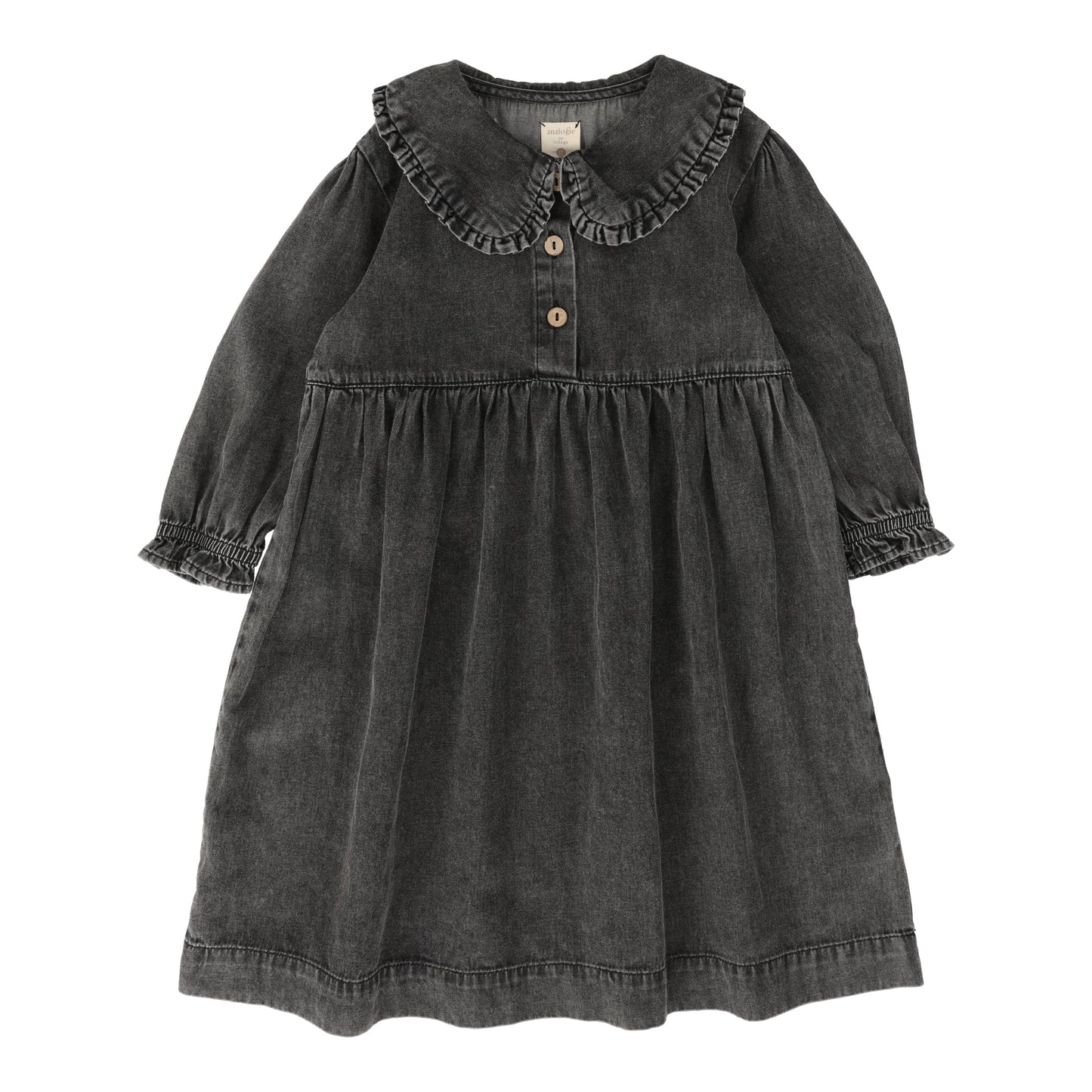 Peter Pan Dress Long Sleeve- Black Wash