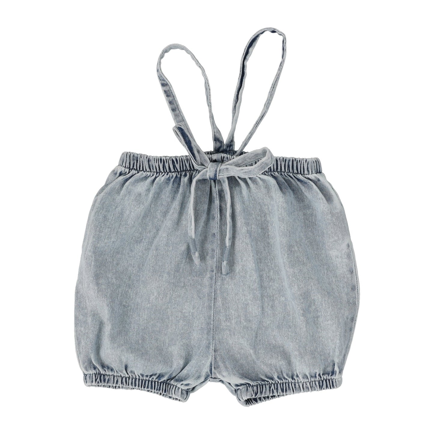Blue Wash Denim Bubble Suspender Shorts