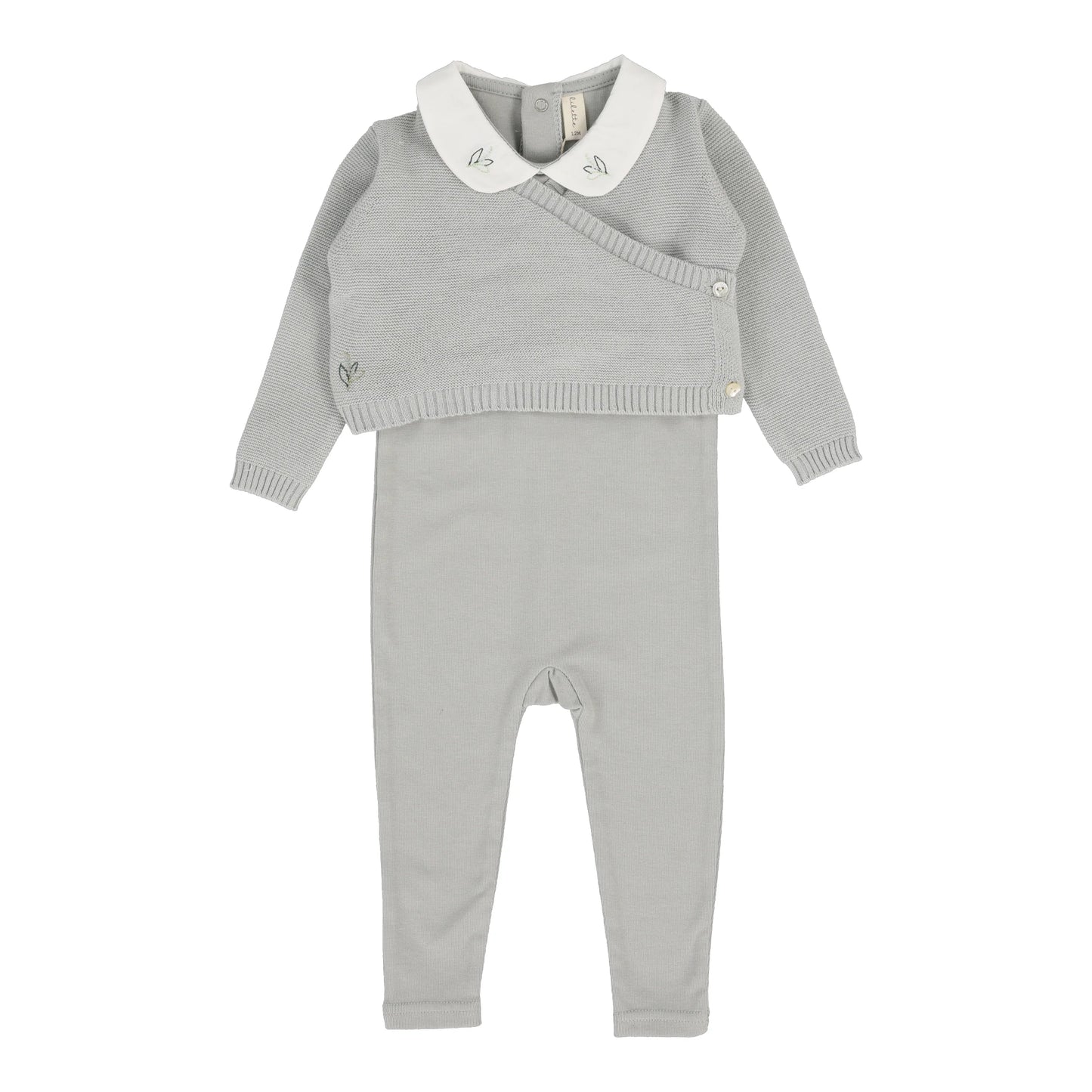 Knit Wrap Sleeveless Footie Set- Soft Blue