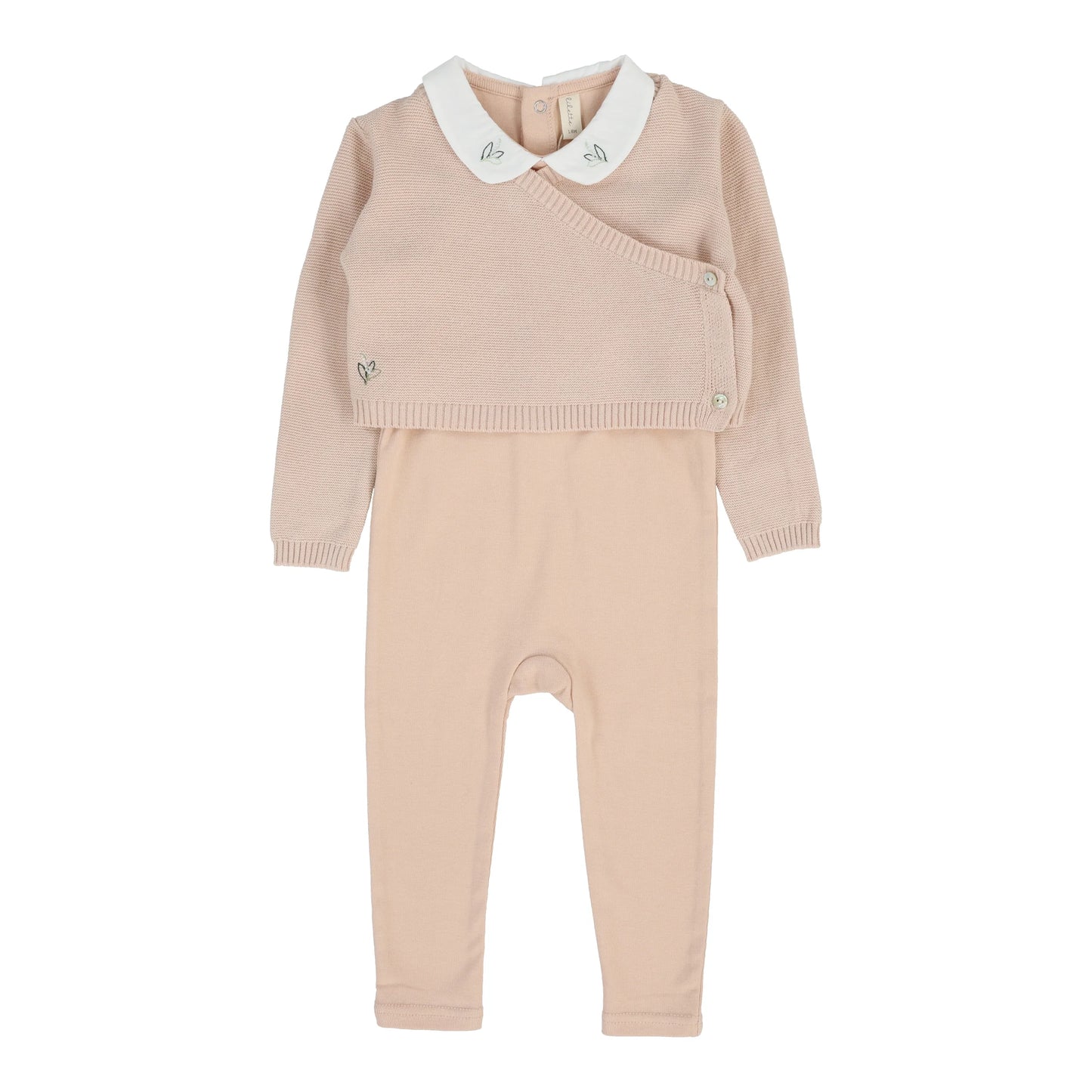 Knit Wrap Sleeveless Footie Set- Soft Pink