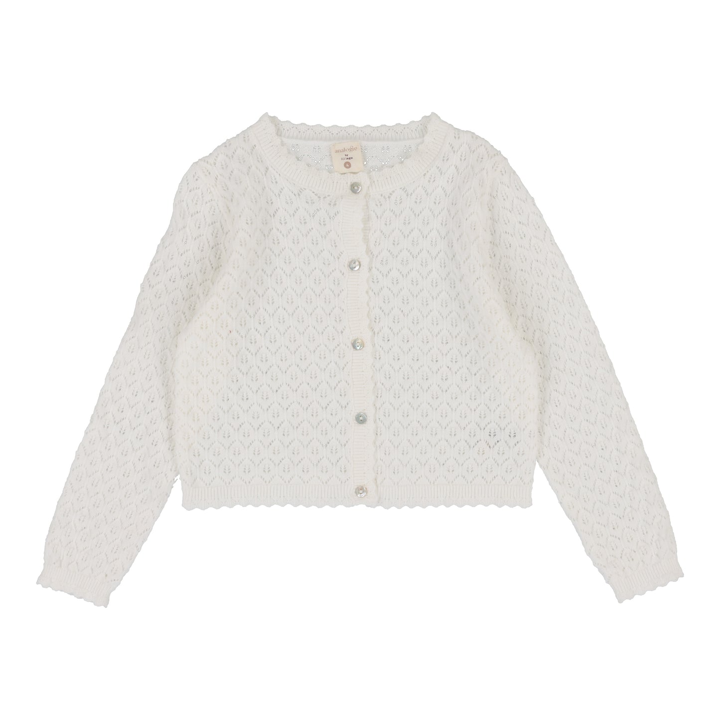 Knit Pointelle Cardigan White