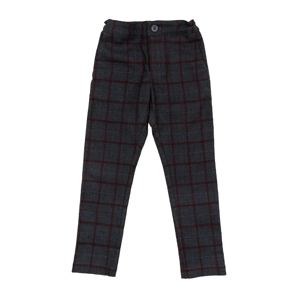 Vance Plaid Pant- Wine