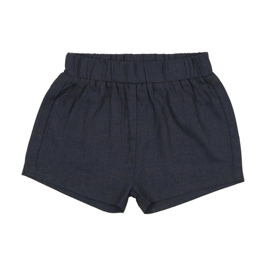 Linen Pull on Shorts- Off Navy