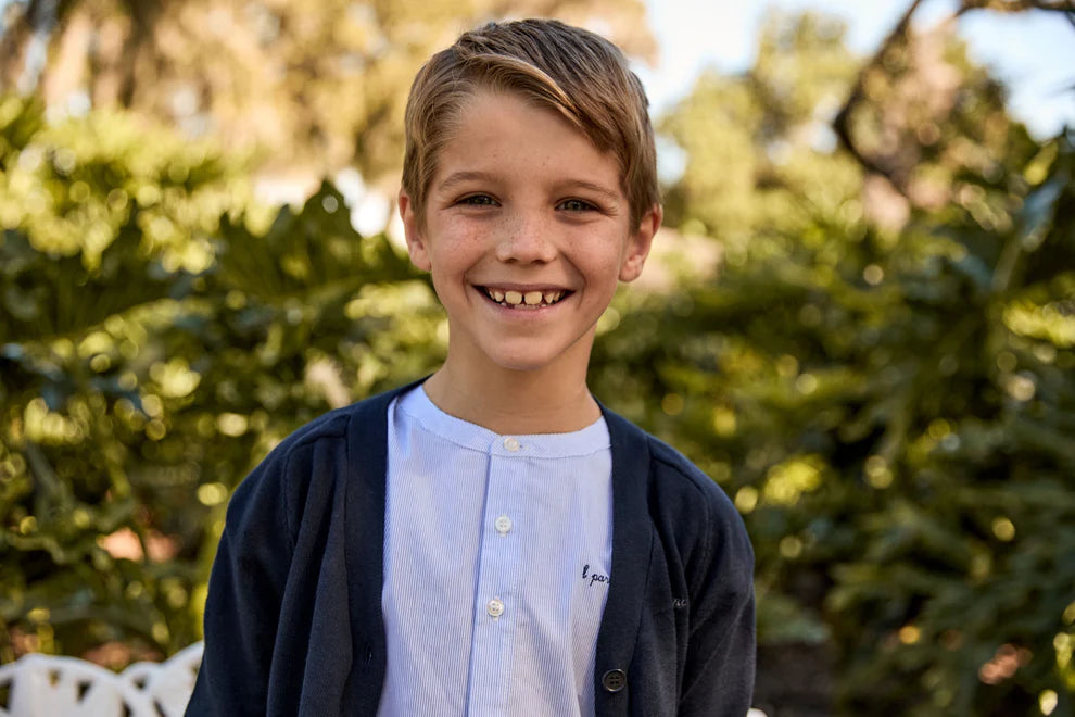 Navy Blue Boys Striped Shirt