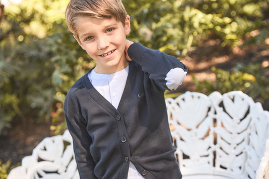Boys Patch Cardigan- Navy Blue
