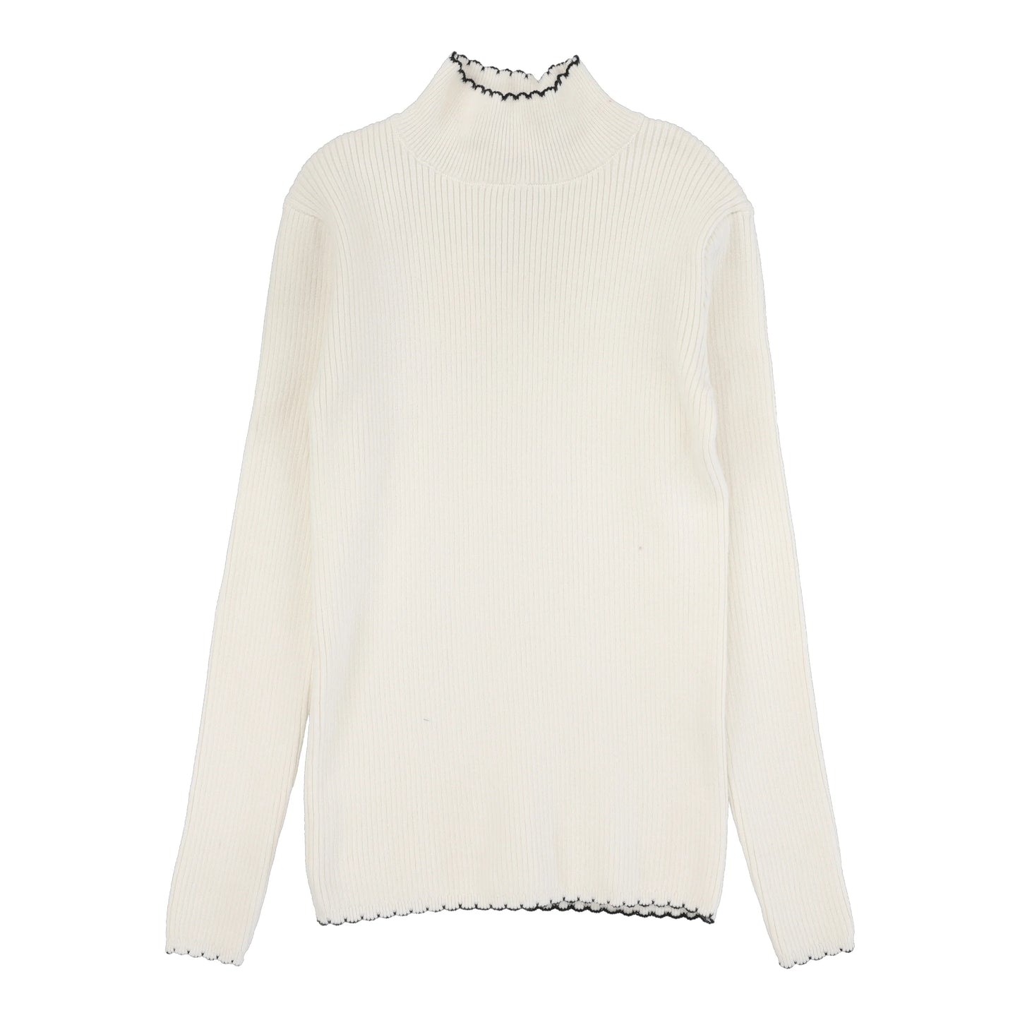 Scalloped knit Mockneck Cream