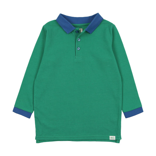 Long Sleeve Sleeve Polo- Green/Blue