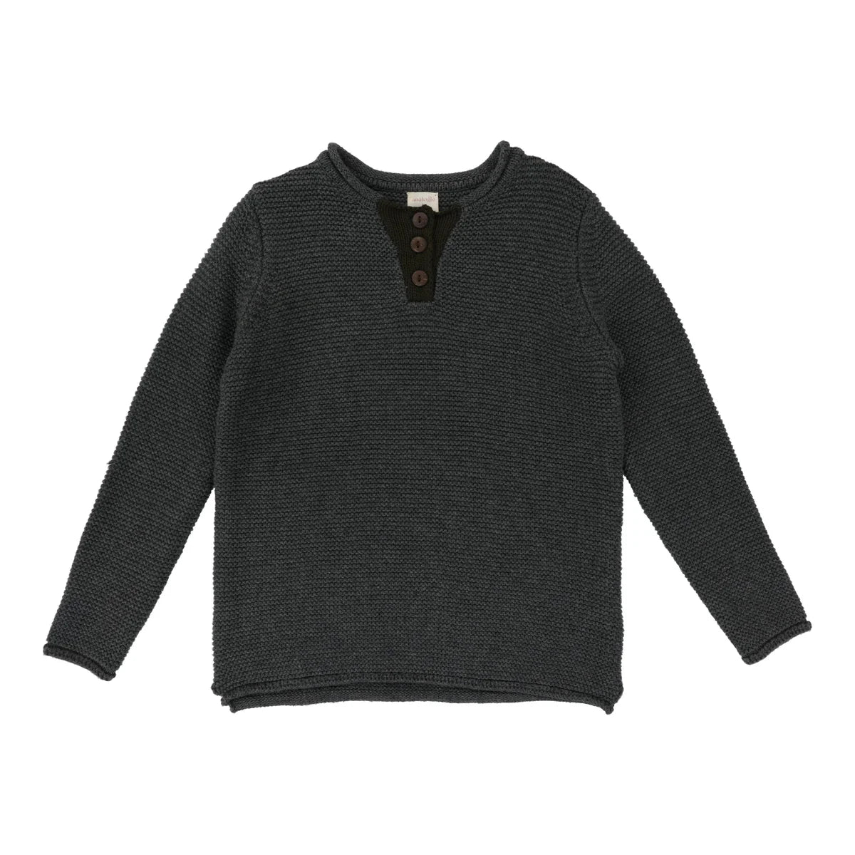 Contrast Placket Sweater - Grey/Olive