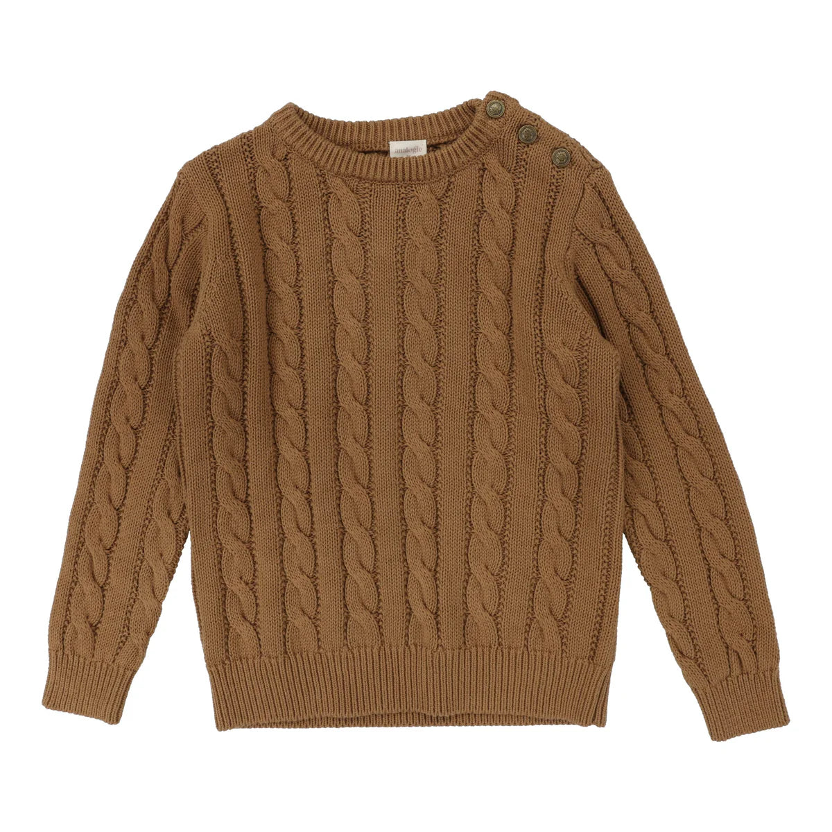Cable Crewneck Sweater - Camel