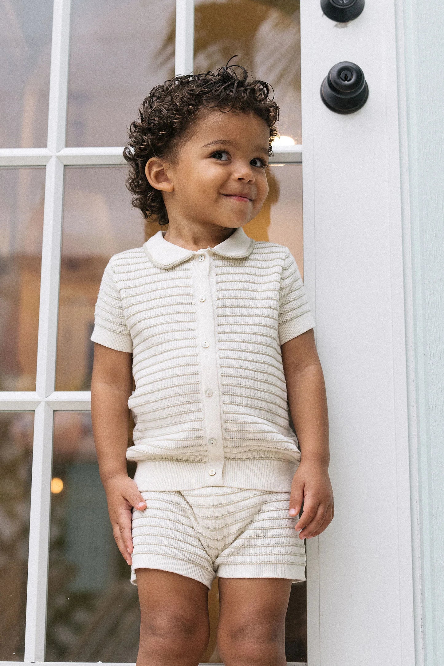 Textured Stripe Knit Set