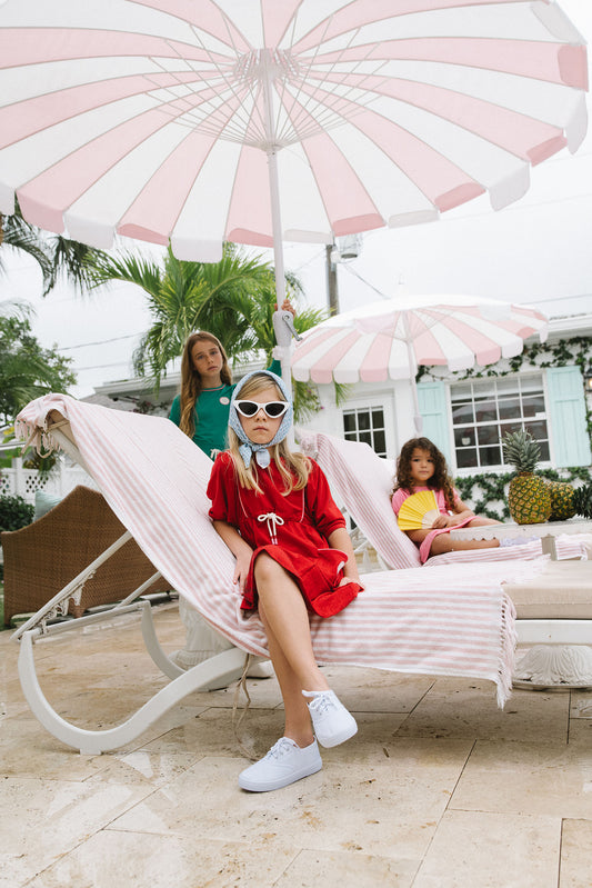 Boating Crew 3/4 Sleeve Dress Red