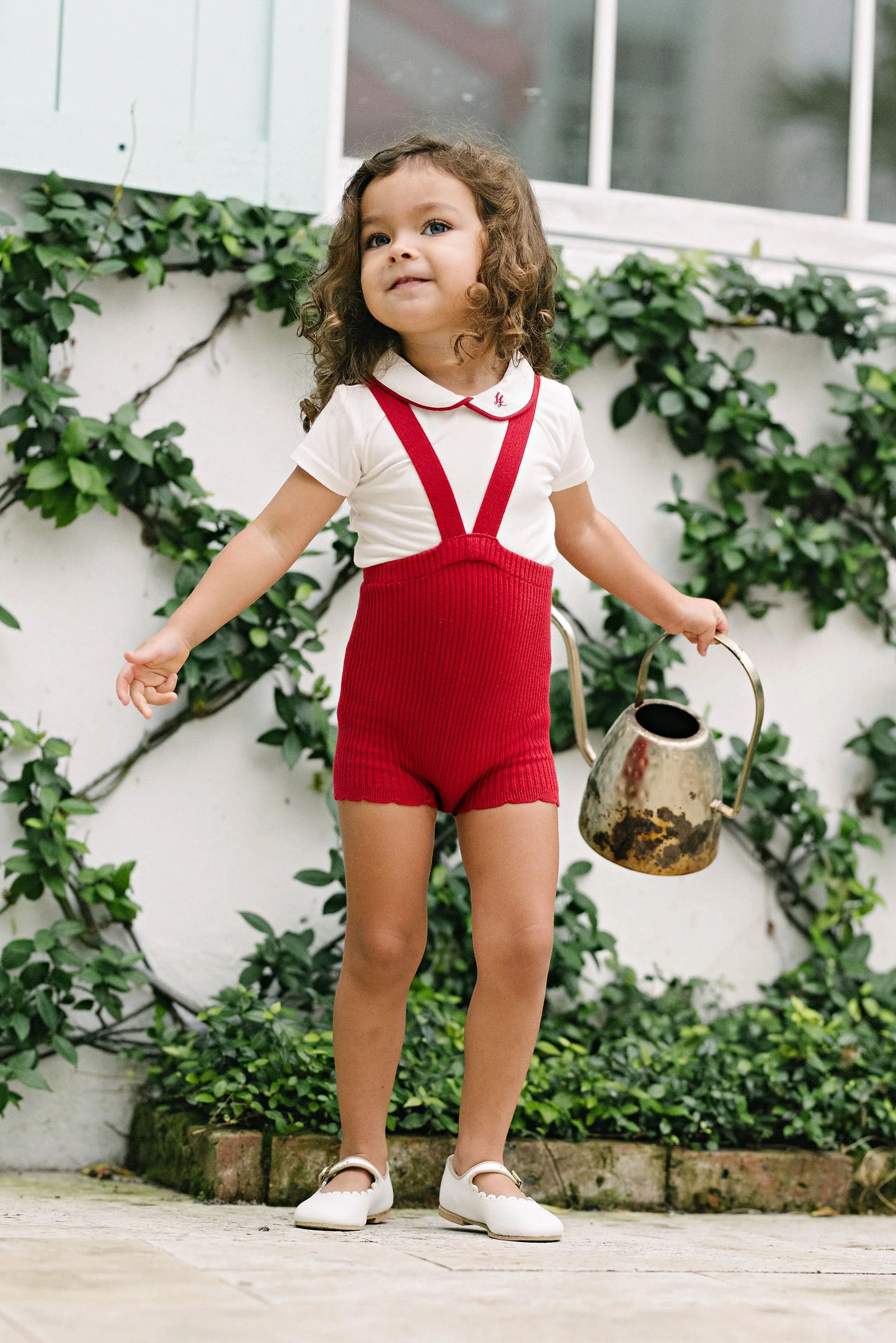 Scallop Suspender Shorts Bud Pink