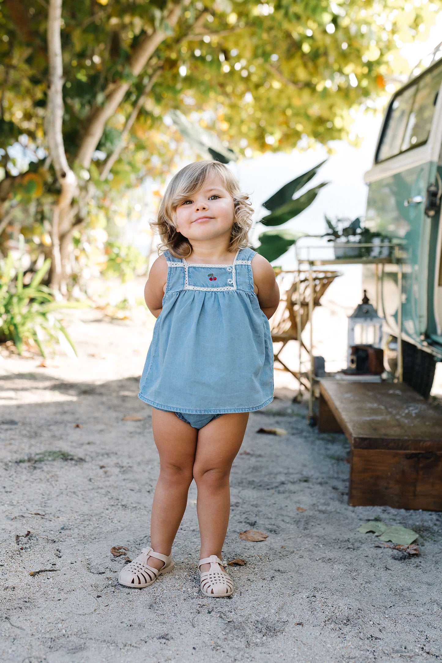 Denim Capsule Toddler Girl Set - Blue Tencel