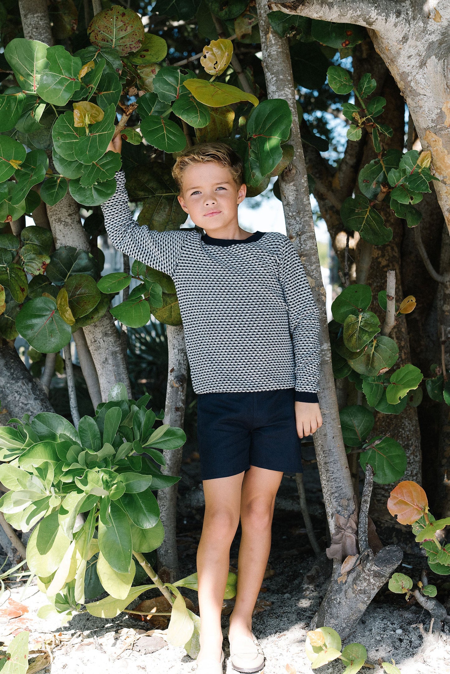 Long Sleeve Crewneck Sweater- Navy