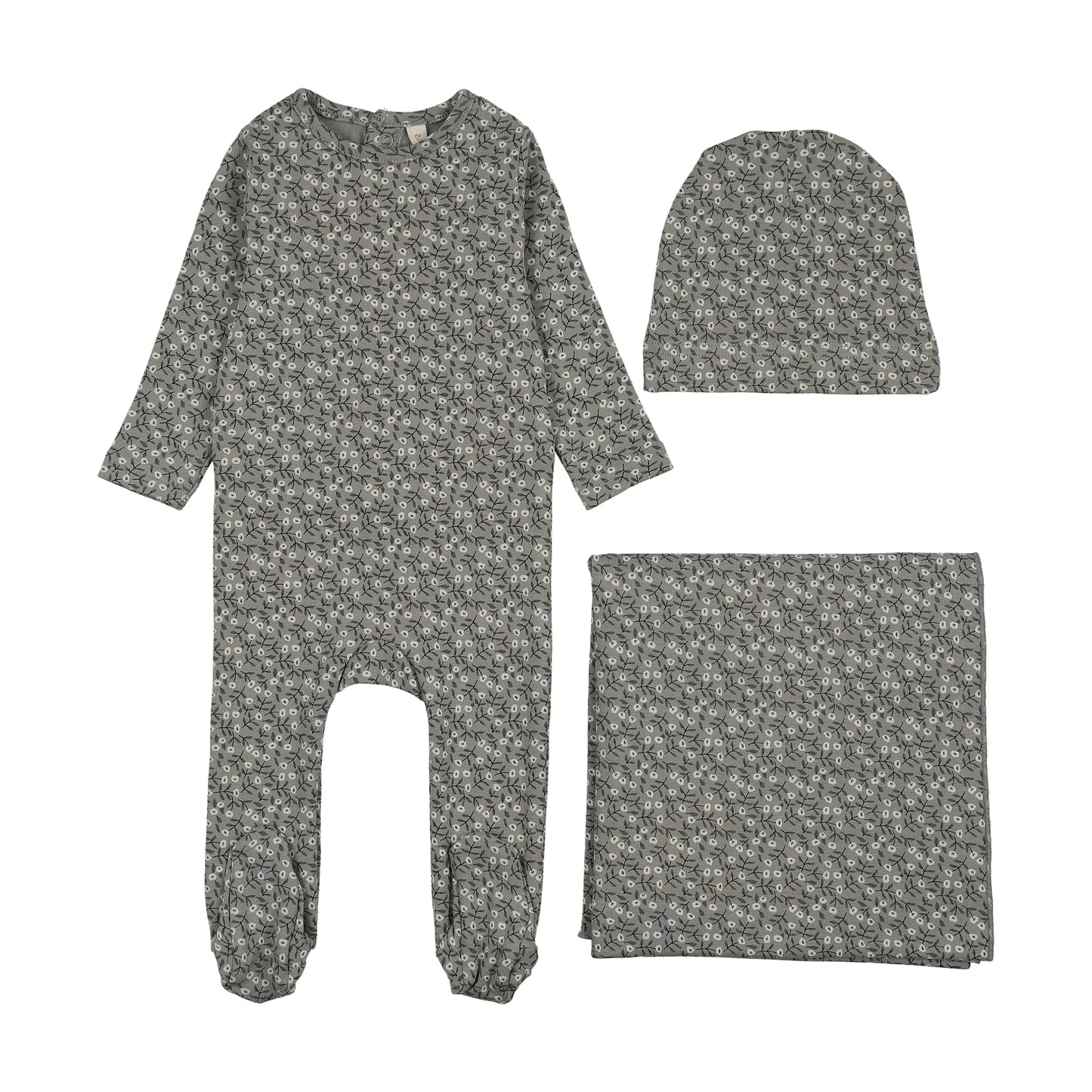 Dahlia Vines Layette Set- Light Blue