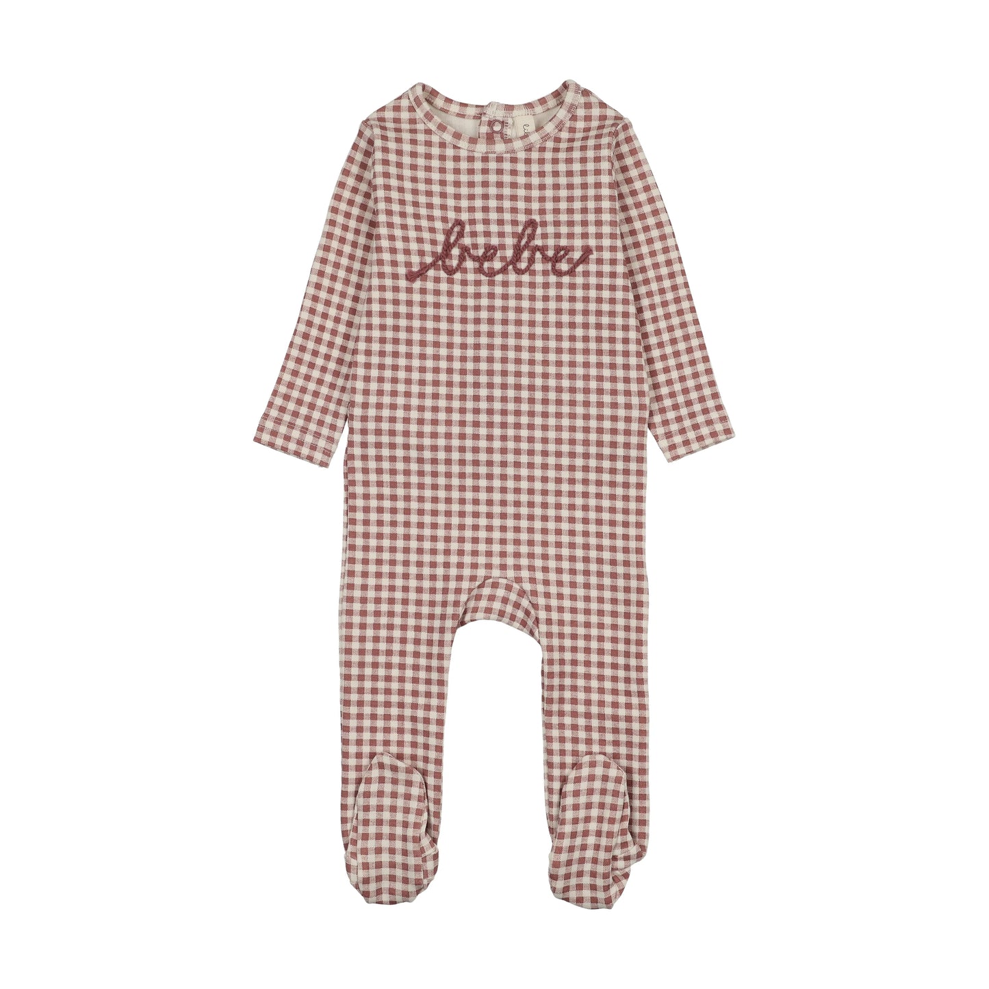 Gingham bebe footie- Mauve