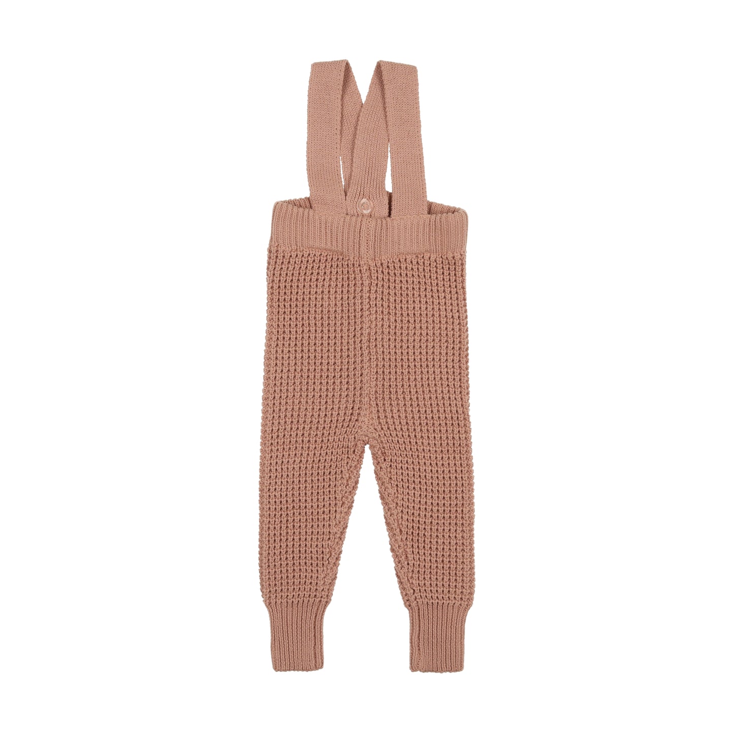 Waffle Knit Long Overalls Dusty Pink