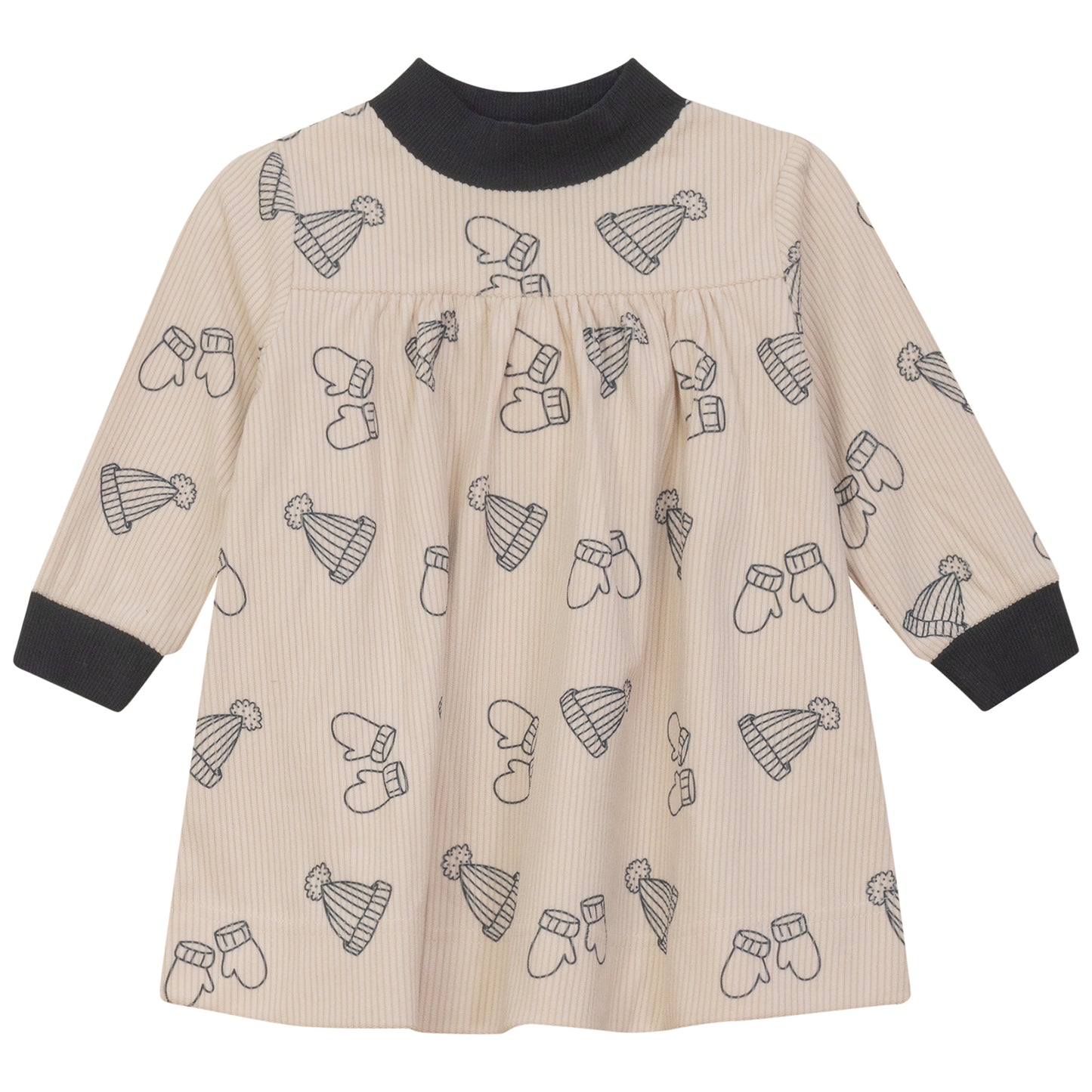 CORDUROY PRINT OATMILK DRESS