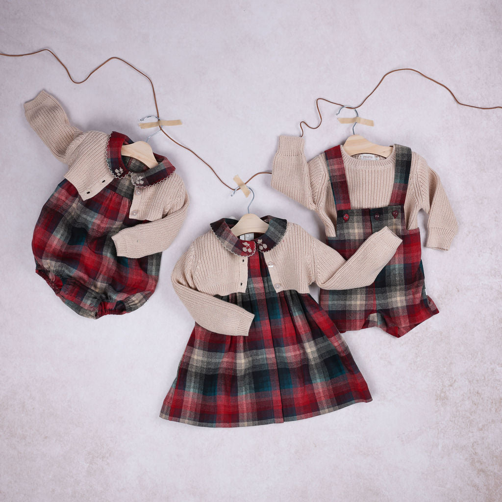 BUTTON DETAIL PLAID OVERALL with CHUNKY SWEATER