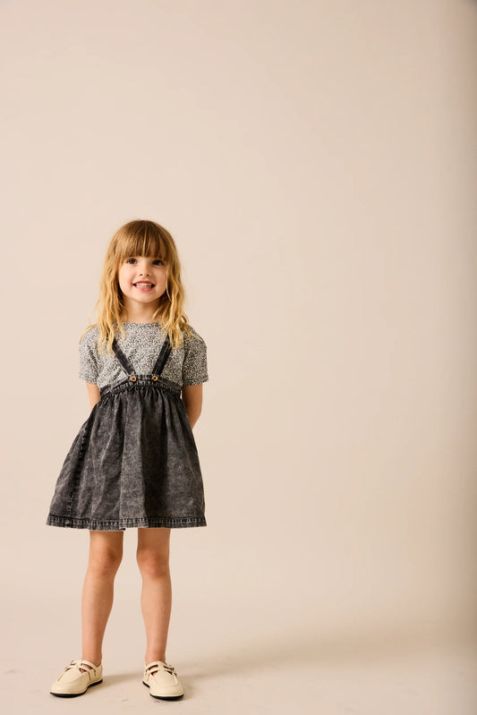 Classic Printed Tee SS- Black Mini Floral