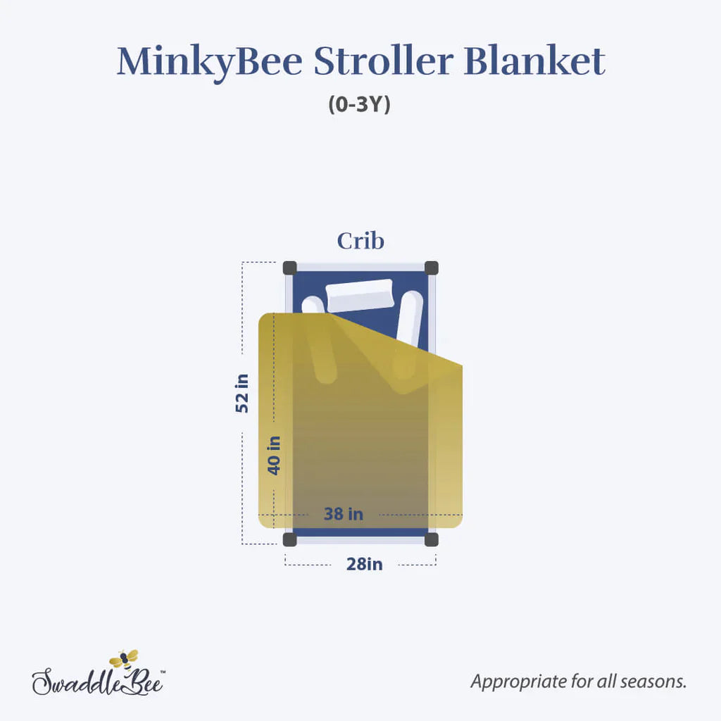 MinkyBee Stroller Blanket - Sky Blue/Grey