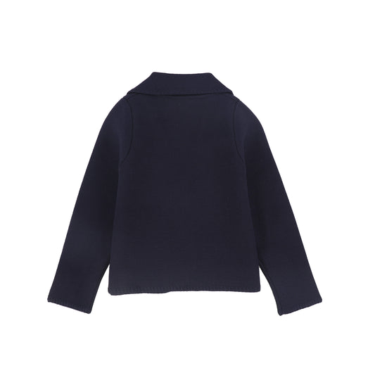 Piped Knit Blazer- Navy