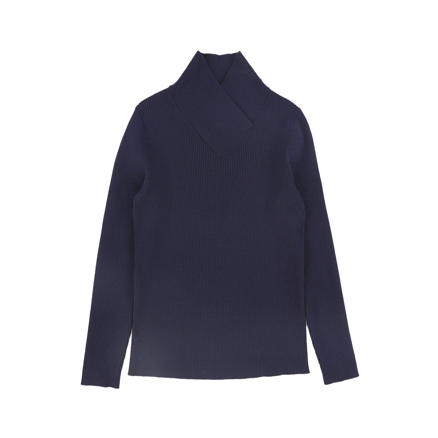 Wrap Neck Turtleneck- Navy