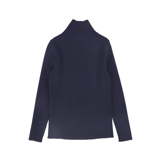 Wrap Neck Turtleneck- Navy