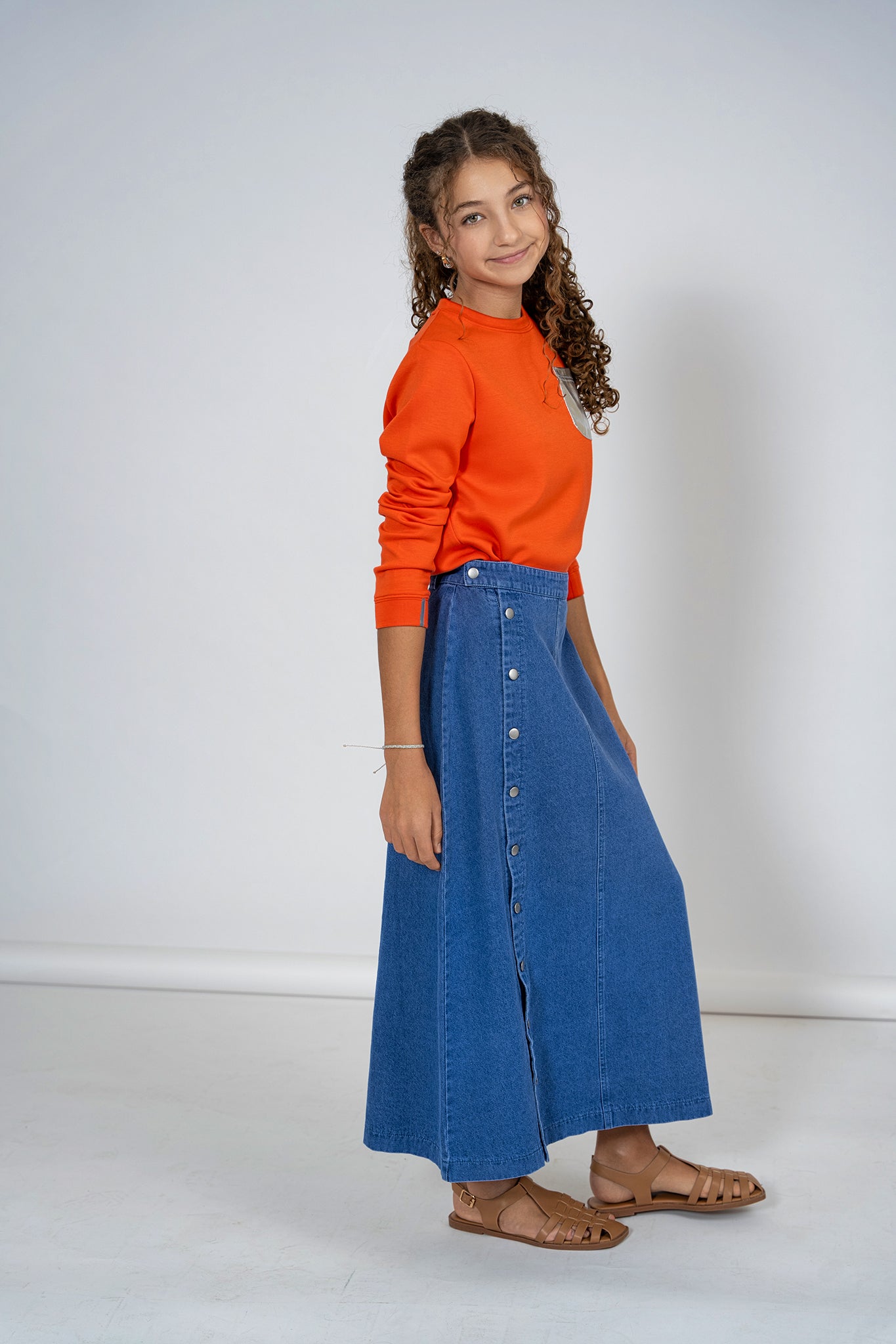 Denim Side Button Down Skirt