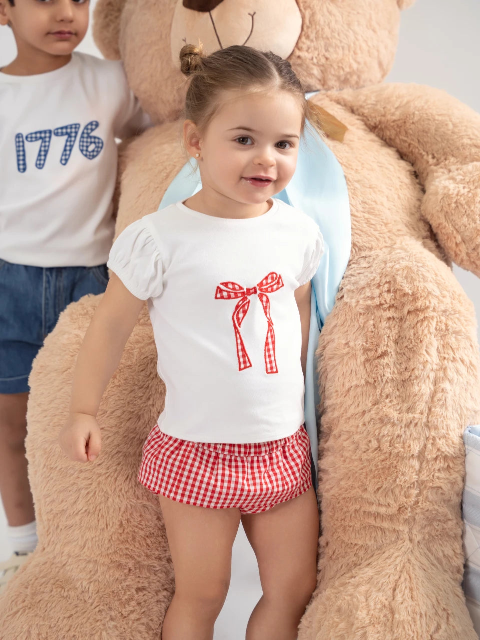 Coral Gingham Baby Girl Set