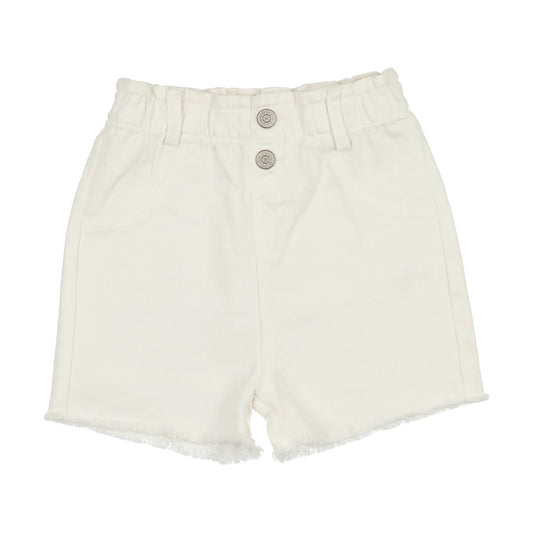 Paperbag Shorts- White Denim
