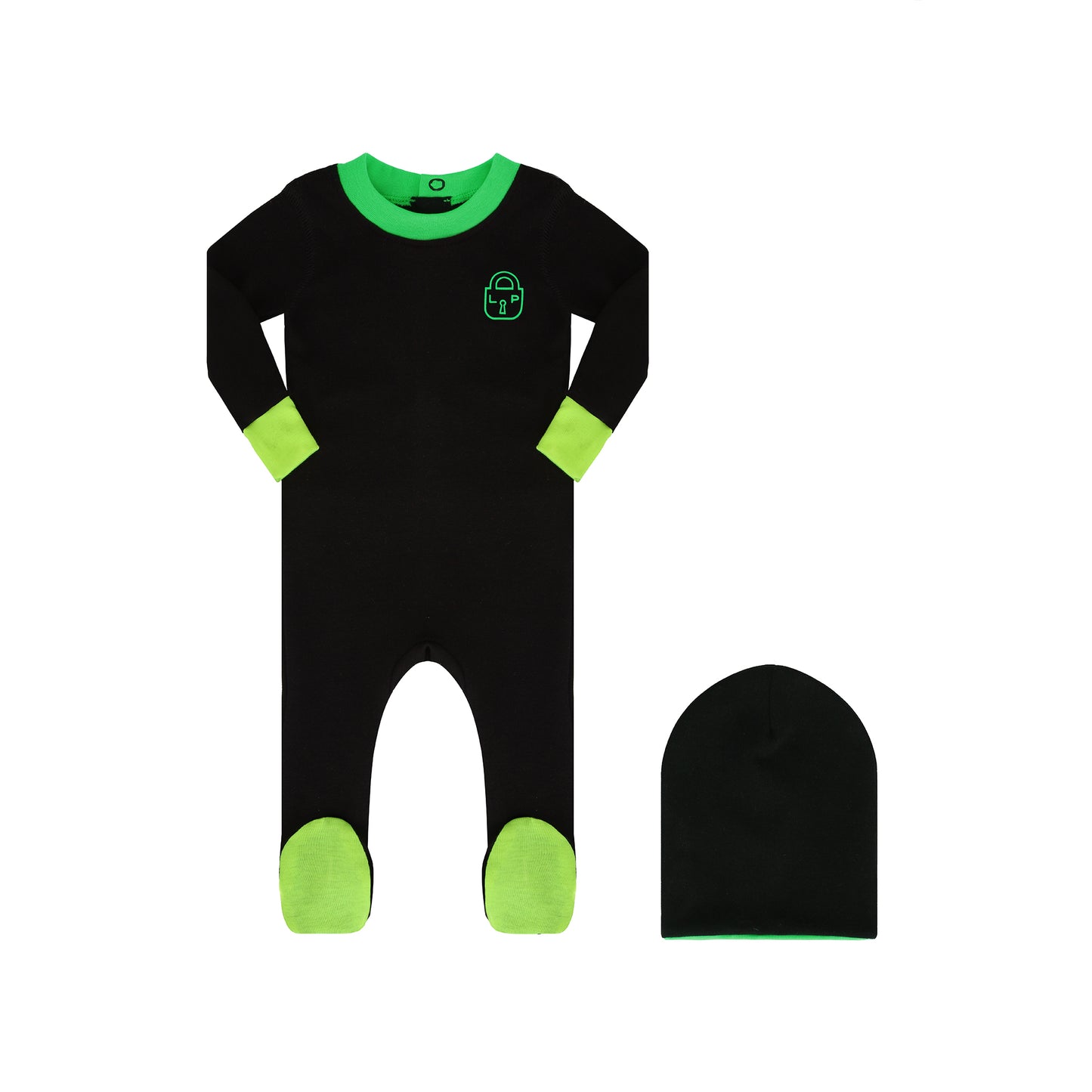 Black/Green Heartlock Neon Cuff Stretchy
