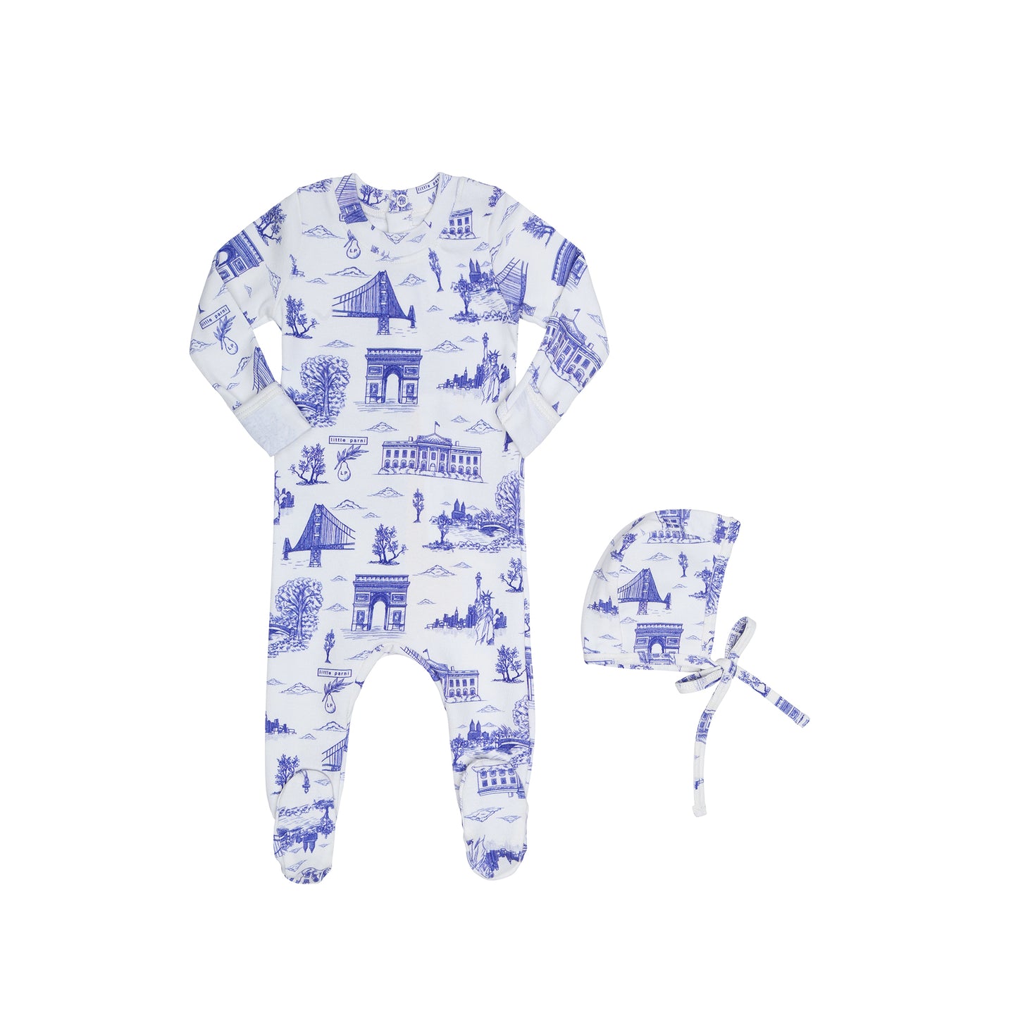 Ivory/Blue Toile Stretchy