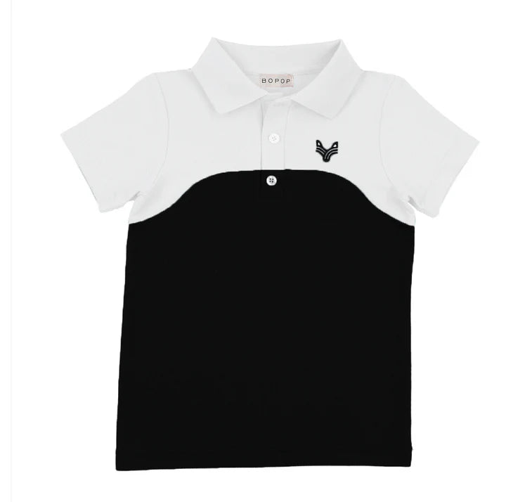 Black - White Wave Polo - S/S
