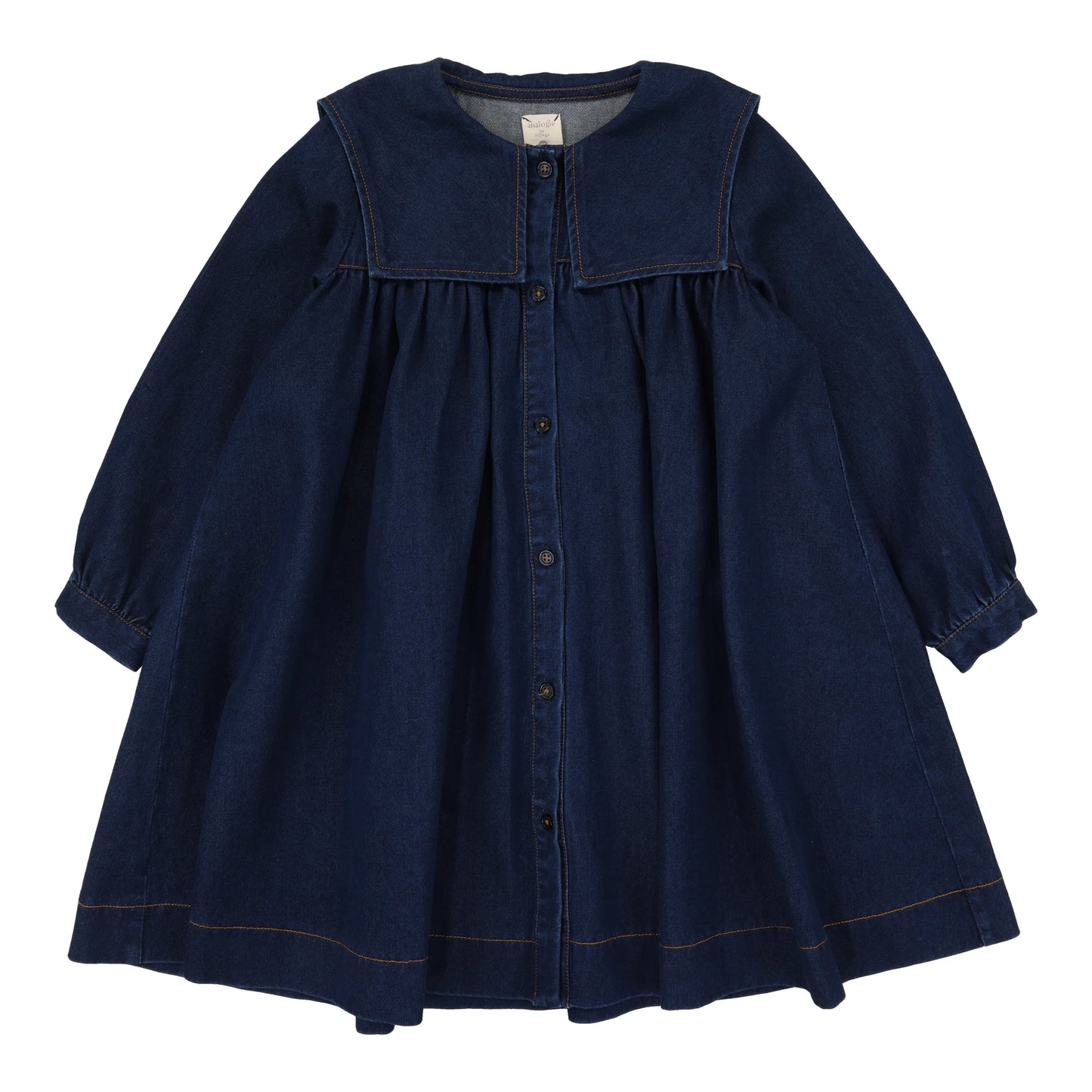 Pleated Sailor Dress Navy Denim