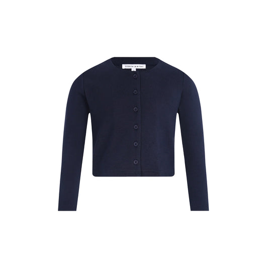 LP MONOGRAM POINTELLE BABY CARDIGAN- NAVY