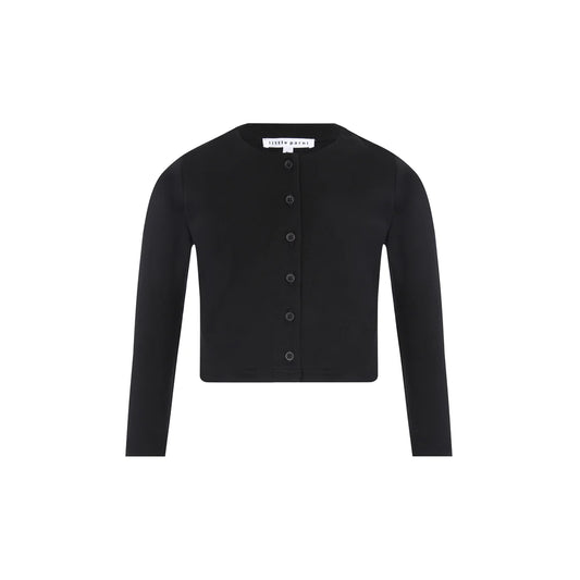 LP MONOGRAM POINTELLE BABY CARDIGAN- BLACK