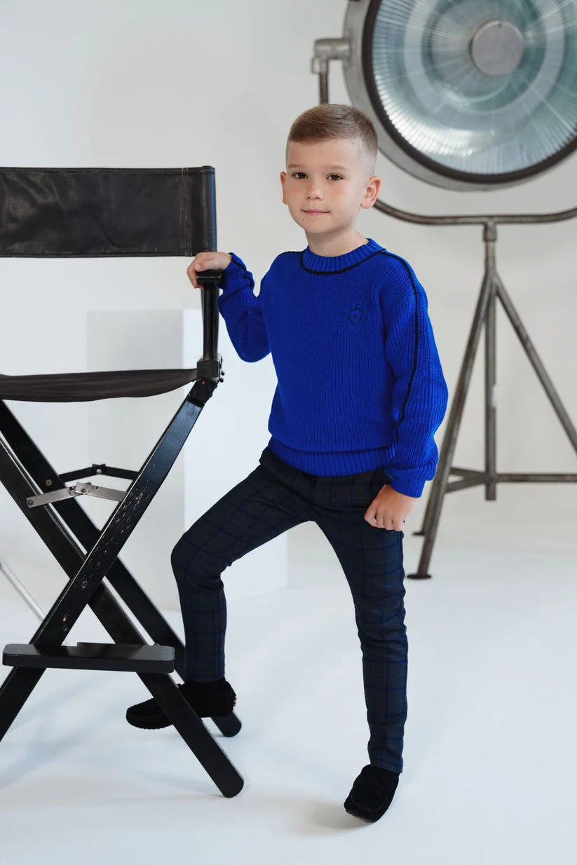 True Blue Crewneck Piped Sweater