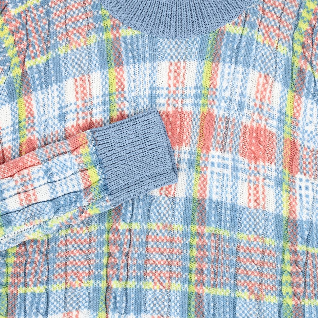 Denim Plaid Print Sweater